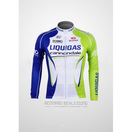 2012 Fahrradbekleidung Liquigas Cannondale Wei und Grun Trikot Langarm und Tragerhose